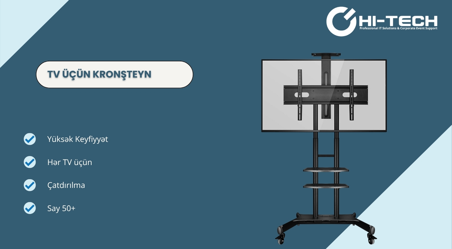Təkərli televizor kronşteyni (mobil TV stendi) icarəsi